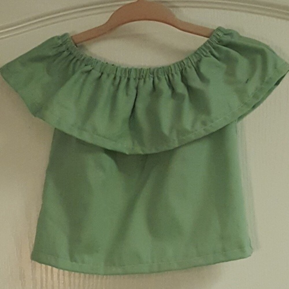 Boutique Green Boho Off Shoulder Ruffle Top